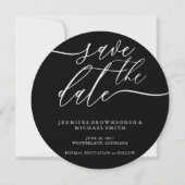 Black Circle Wedding Rett Date Foto Calligraphy Save The Date (Vorderseite)