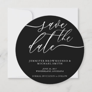 Black Circle Wedding Rett Date Foto Calligraphy Save The Date