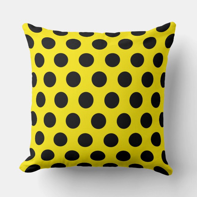 Black Circles on Yellow Background Kissen (Vorderseite)