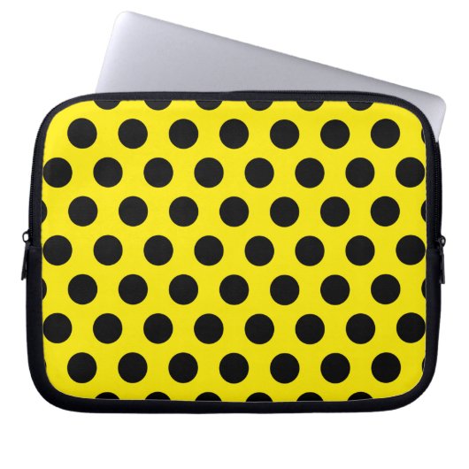 Black Circles on Yellow Background Laptopschutzhülle (Vorderseite)