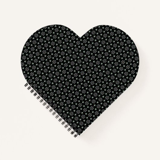 Black Circular Delight Heart Shaped Notebook Notizblock (Vorderseite)