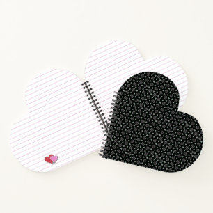 Black Circular Delight Heart Shaped Notebook Notizblock