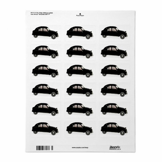 Black Citroen 2CV Adressaufkleber (Vorne)