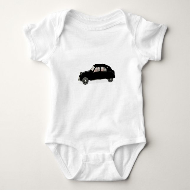 Black Citroen 2CV Baby Strampler (Vorderseite)