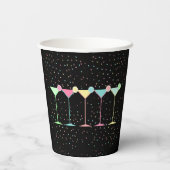 Black Citrus Martini Gold Confetti Retro Modern Pappbecher (Rückseite)