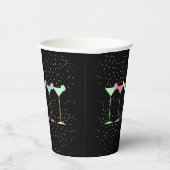 Black Citrus Martini Gold Confetti Retro Modern Pappbecher (Rechts)