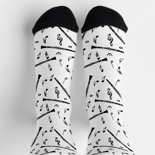 Black Clarinets Musiknoten Socken (Oben)