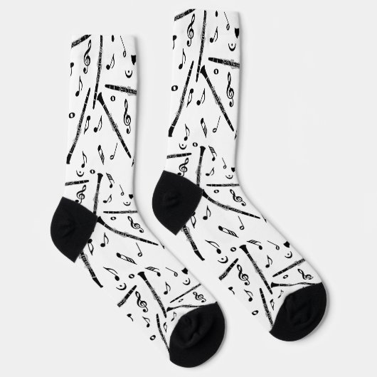 Black Clarinets Musiknoten Socken (Rechts)