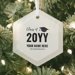 Black Class of 2021 Abschluss Weihnachtsgeschenk Ornament Aus Glas