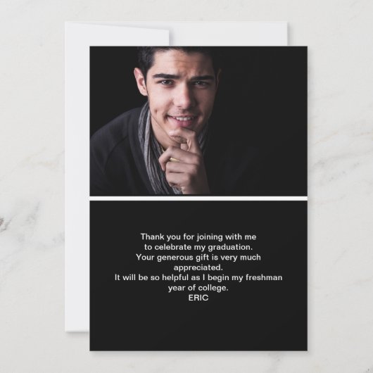 Black Class of 2024 Abschluss Danke Foto (Rückseite)