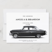 Black Classic Car Wedding Einladung (Vorderseite)
