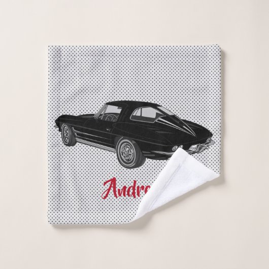 Black Classic Corvette Design Badetuch Set (Waschlappen)
