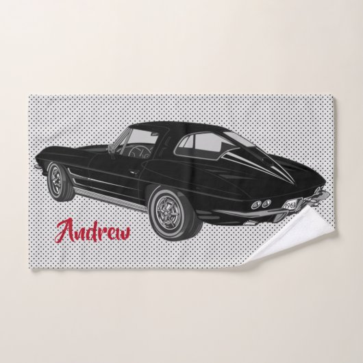 Black Classic Corvette Design Badetuch Set (Handtuch)