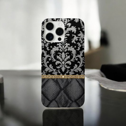 Black Classic Damask Luxe Case-Mate iPhone Hülle