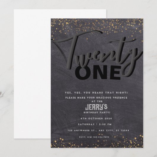 Black Classic-Einladung Einladung (Vorne/Hinten)