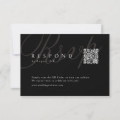 Black Classic Elegant Calligraphy Wedding QR Code RSVP Karte (Vorderseite)