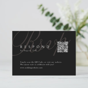 Black Classic Elegant Calligraphy Wedding QR Code RSVP Karte