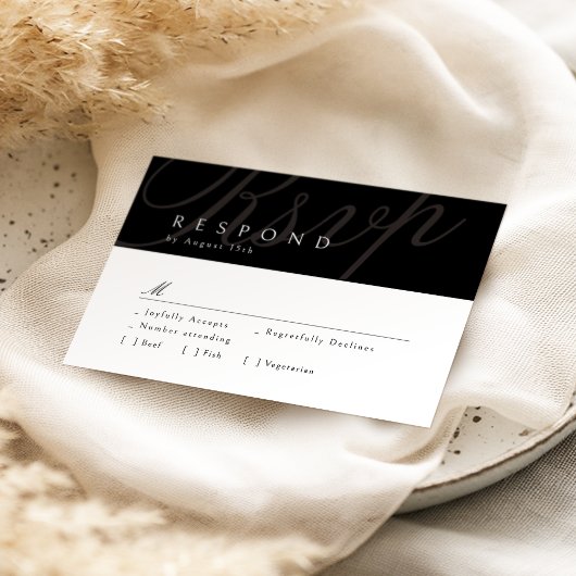 Black Classic Elegant Calligraphy Wedding RSVP