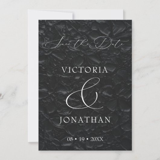 Black Classic Elegante Script-Foto Save The Date (Vorderseite)