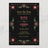 Black classic floral wedding einladung (Vorderseite)