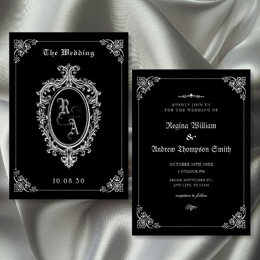 Black Classic Gothic-Hochzeit Einladung