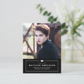 Black Classic Graduation Cap Foto Abschluss Ankündigungspostkarte (Stehend Vorderseite)