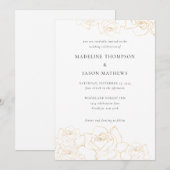 Black Classic Minimalistisch Gold Floral Rose Hoch Einladung (Vorne/Hinten)