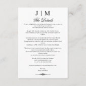 Black & Classic Monogram Wedding Reception Begleitkarte (Vorderseite)