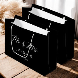Black Classic Mr. und Mrs. Newlyweds Large Gift Ba Große Geschenktüte