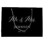 Black Classic Mr. und Mrs. Newlyweds Large Gift Ba Große Geschenktüte (Rückseite)