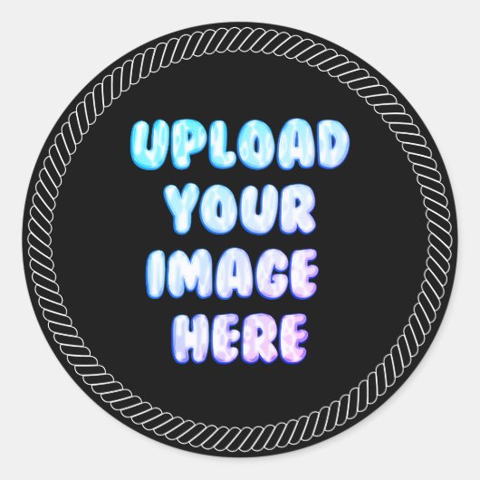 Black Classic Round Sticker with a Business Logo (Vorderseite)