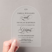 Black Classic Simple Calligraphy Wedding Acryleinladungen (Insitu (Handheld))