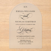 Black Classic Simple Calligraphy Wedding Acryleinladungen (Vorderseite)