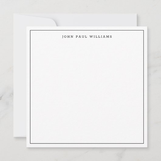 Black Classic Simple Minimalistisch Thin Border Sq Mitteilungskarte (Vorderseite)
