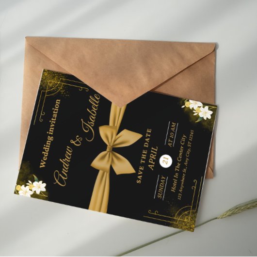 Black Classic Simple Modern Elegantes Hochzeitssem Einladung