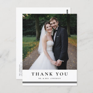 Black Classic Typografy Striped Wedding Vielen Dan Postkarte
