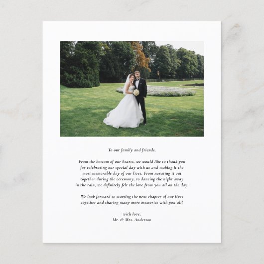 Black Classic Typografy Wedding Danke Card (Rückseite)