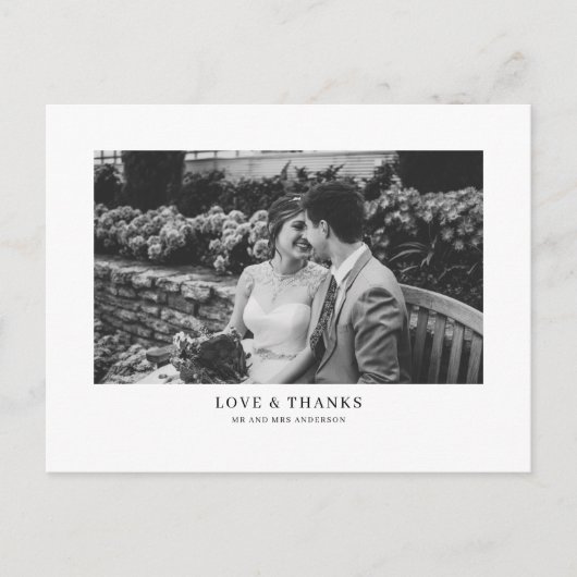 Black Classic Typografy Wedding Vielen Dank Postkarte (Vorderseite)