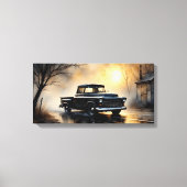Black Classic Vintage Pickup Truck 1957 Leinwanddruck (Vorderseite)