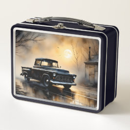 Black Classic Vintage Pickup Truck 1957 Metall Brotdose