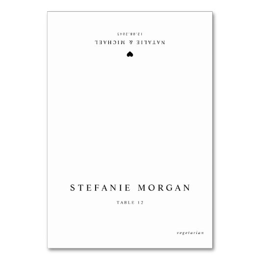 Black Classic Wedding Meal Choice Platzkarte Tischnummer (Vorderseite)