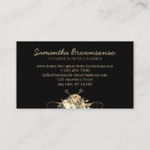 Black Classy Heart Gold Floral Honey Biene Visitenkarte (Rückseite)