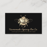 Black Classy Heart Gold Floral Honey Biene