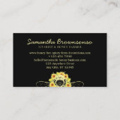 Black Classy Sonnenblumenblume Honigbiene Visitenkarte (Rückseite)