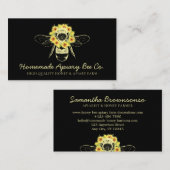Black Classy Sonnenblumenblume Honigbiene Visitenkarte (Vorne/Hinten)