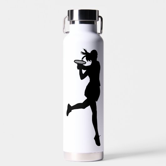 Black Classy Tennisspieler Personalisiert Trinkflasche (Vorne)