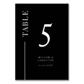 Black Clean Line Hochzeitsstimmung Tischnummer (Vorderseite)