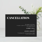 Black Clean Minimal Wedding Stornierung Einladung (Stehend Vorderseite)