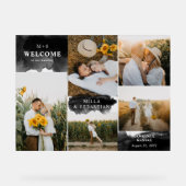 Black Clean Modern Initials & 5 Fotos Willkommen Acrylschild (Vorderseite)