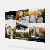 Black Clean Modern Initials & 5 Fotos Willkommen Acrylschild (Winkel)